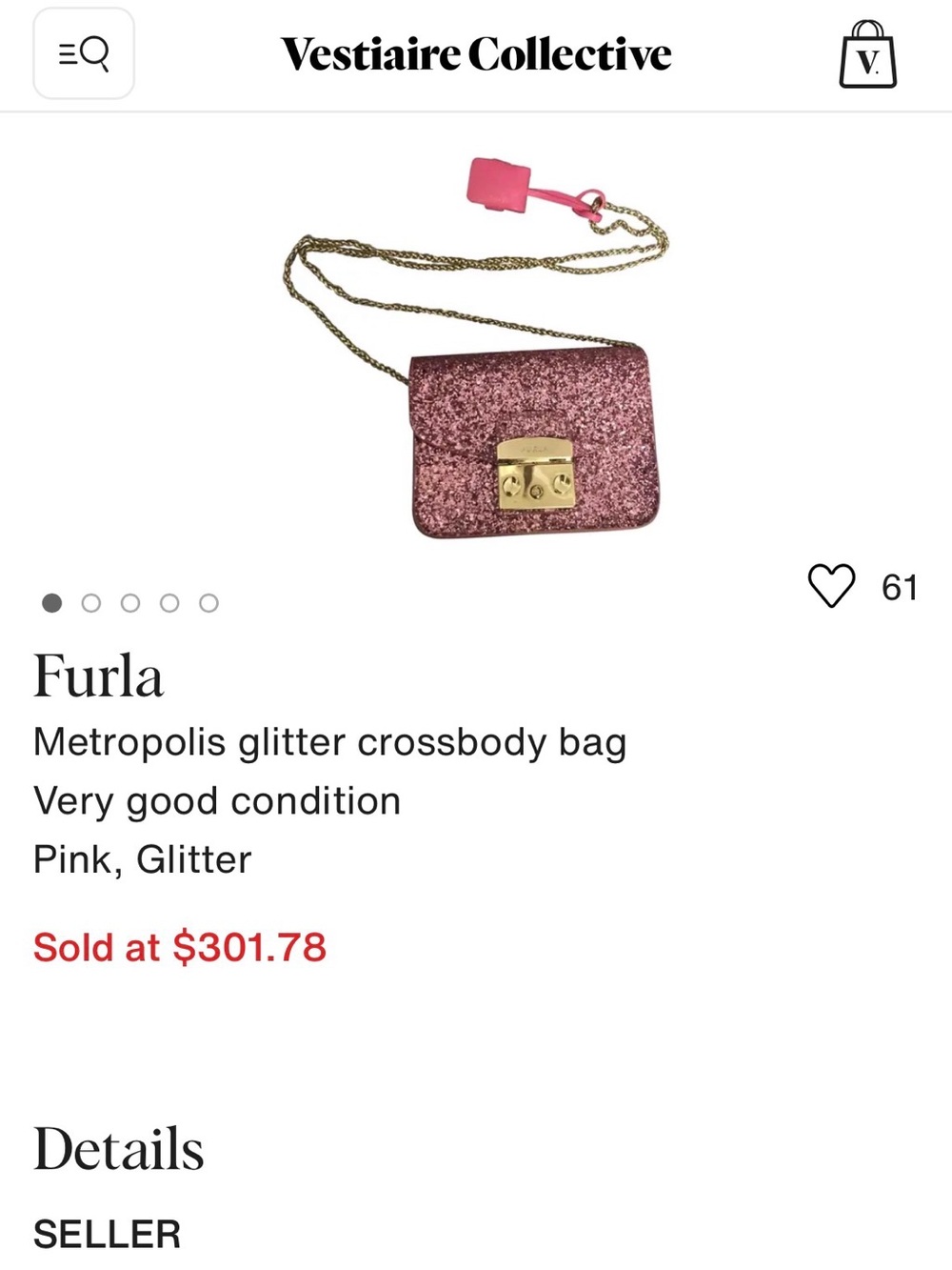 NWOT Furla Metropolis Wine Glitter Mini Crossbody Bag - Picture 10 of 10